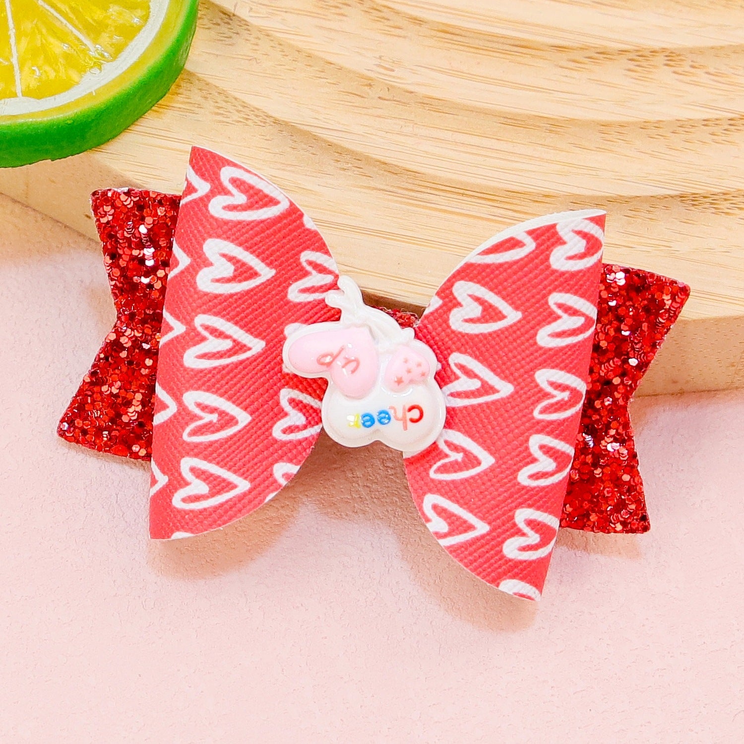 Wholesale Valentine's Day Love Letter Bow Fabric Hair Clips